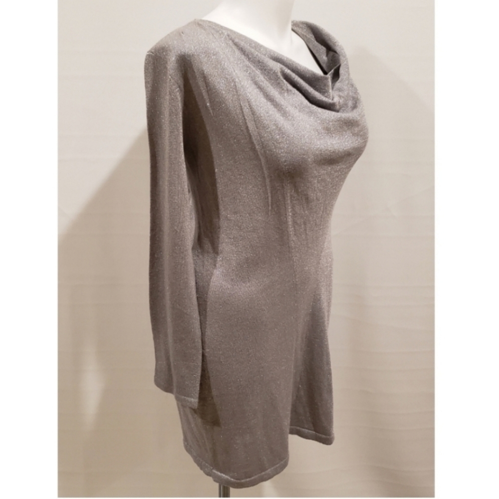 Jones New York Silver/Gray Midi Cowl Neck Dress